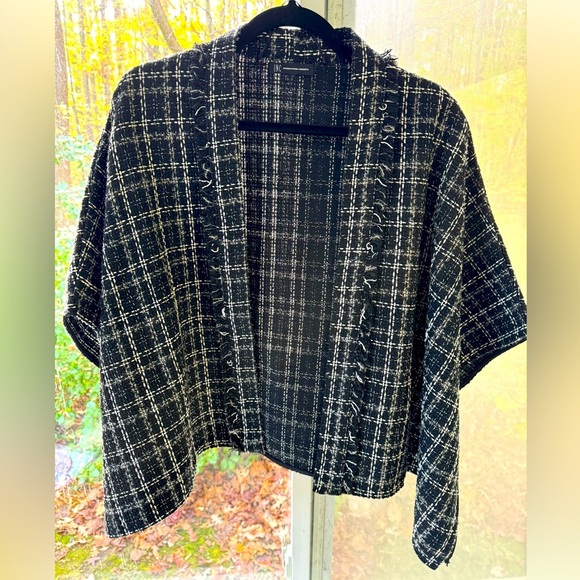 INC International Concepts EUC Tweed topper Black & White open front - Picture 1 of 10